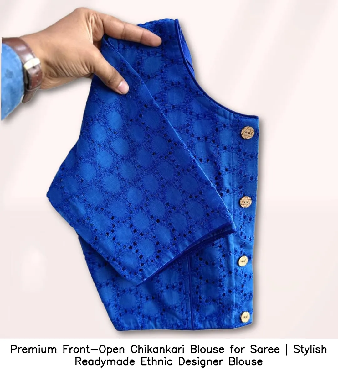 Premium Front-Open Chikankari Blouse for Saree | Stylish Readymade Ethnic Designer Blouse 2