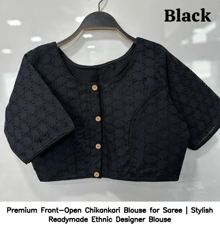Premium Front-Open Chikankari Blouse for Saree | Stylish Readymade Ethnic Designer Blouse 5