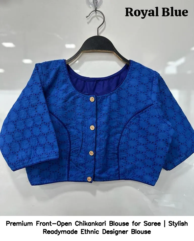 Premium Front-Open Chikankari Blouse for Saree | Stylish Readymade Ethnic Designer Blouse 6