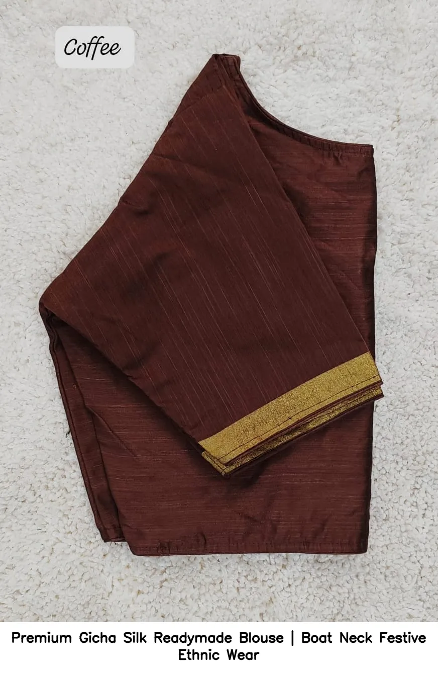 Premium Gicha Silk Readymade Blouse | Boat Neck Festive Ethnic Wear 10