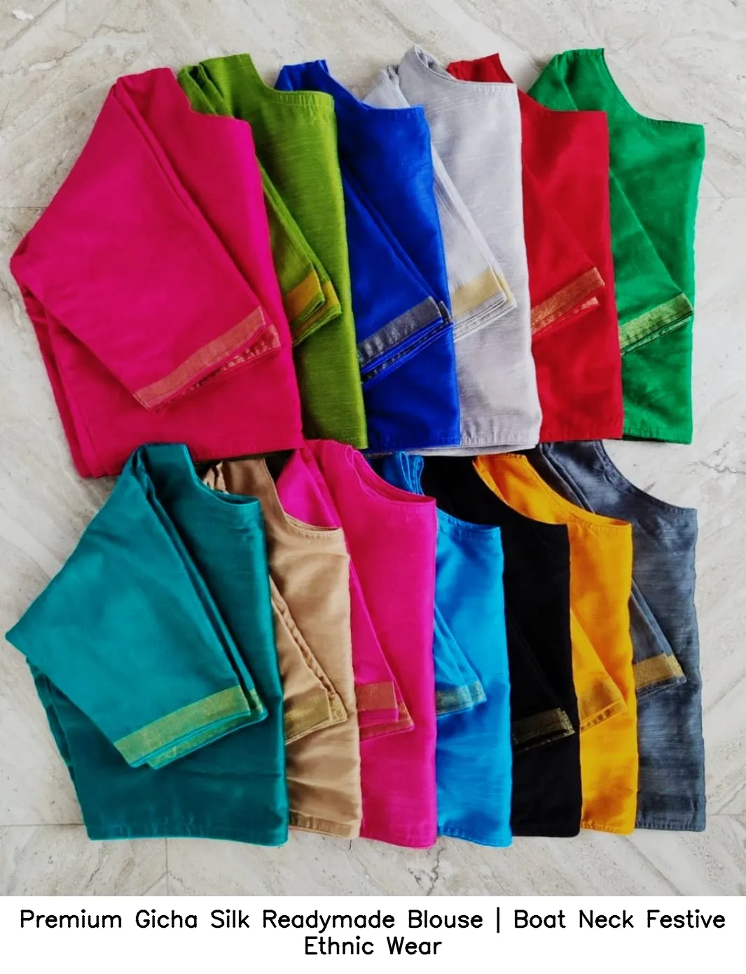 Premium Gicha Silk Readymade Blouse | Boat Neck Festive Ethnic Wear 11