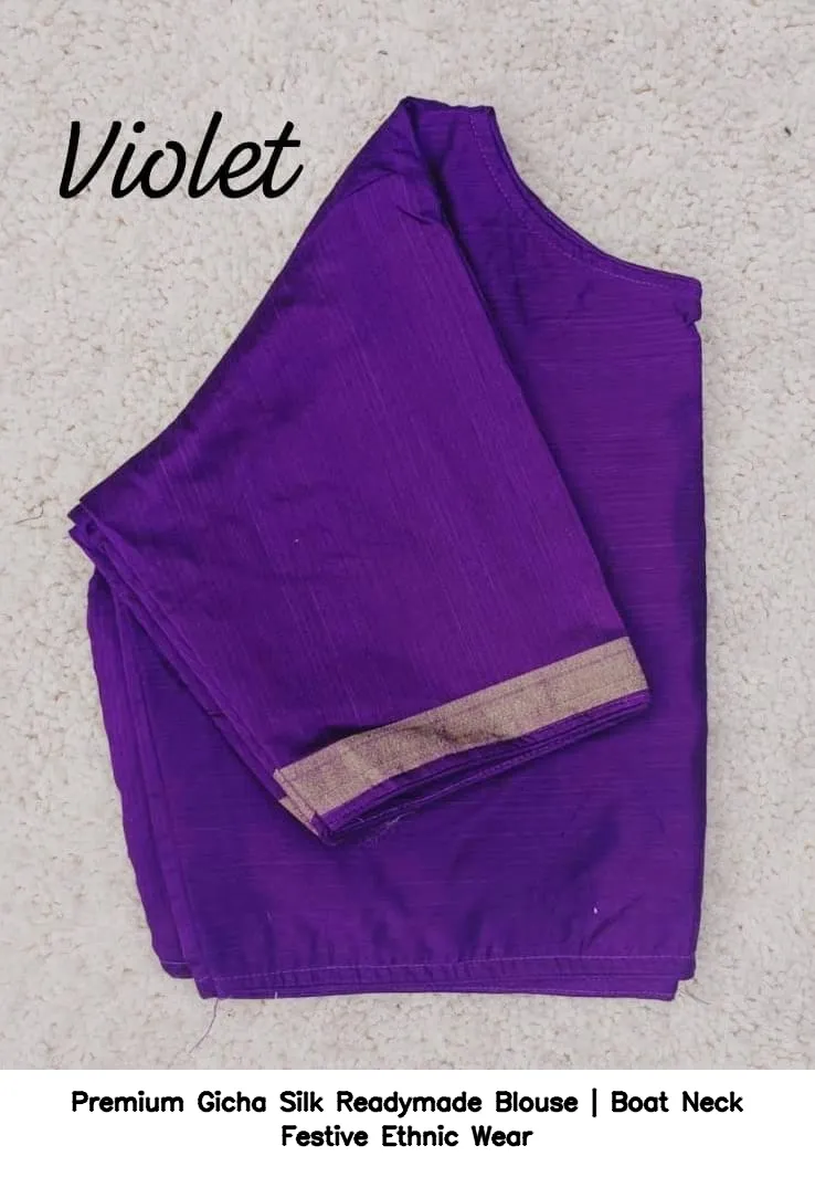 Premium Gicha Silk Readymade Blouse | Boat Neck Festive Ethnic Wear 13