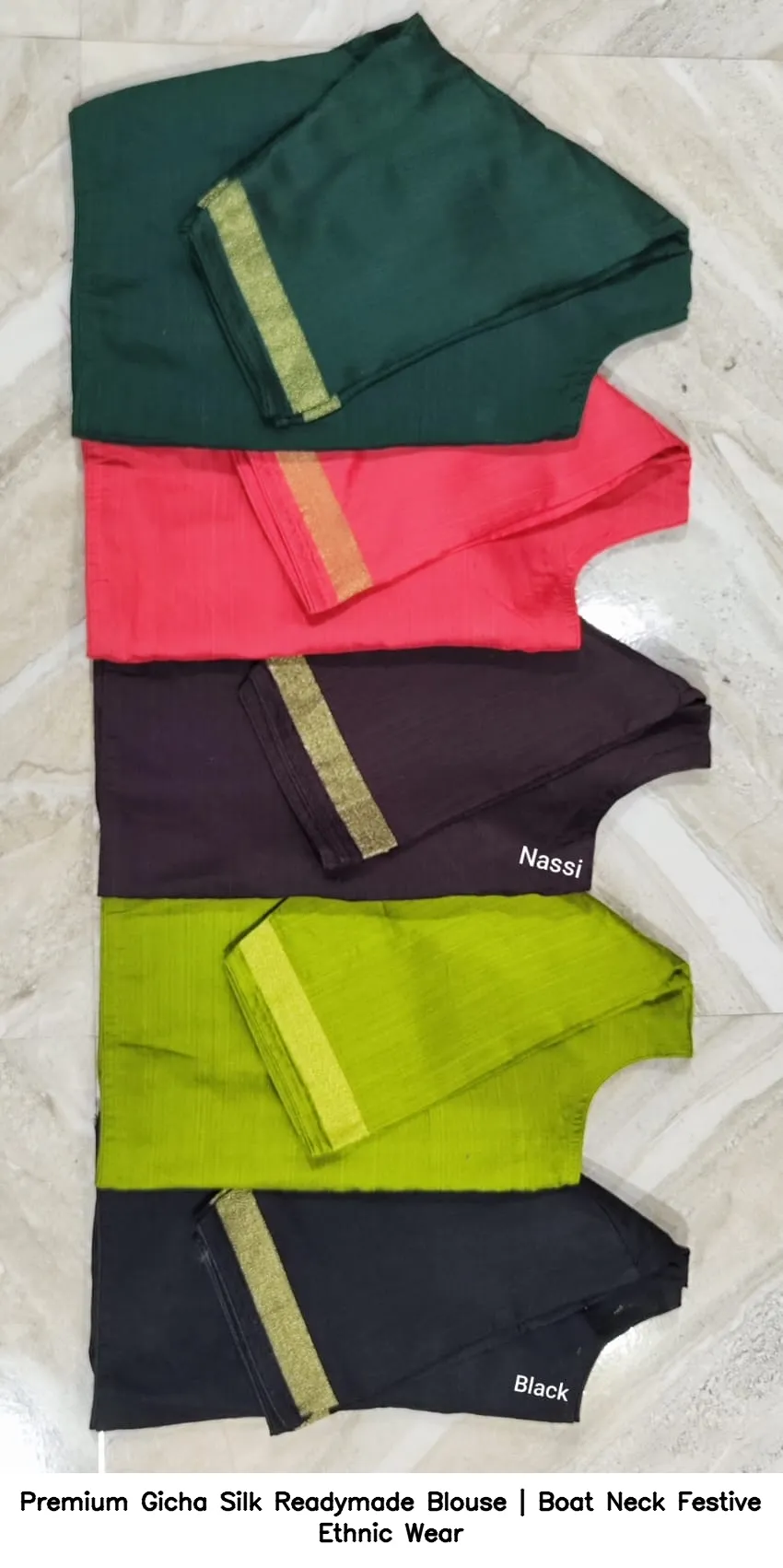 Premium Gicha Silk Readymade Blouse | Boat Neck Festive Ethnic Wear 2