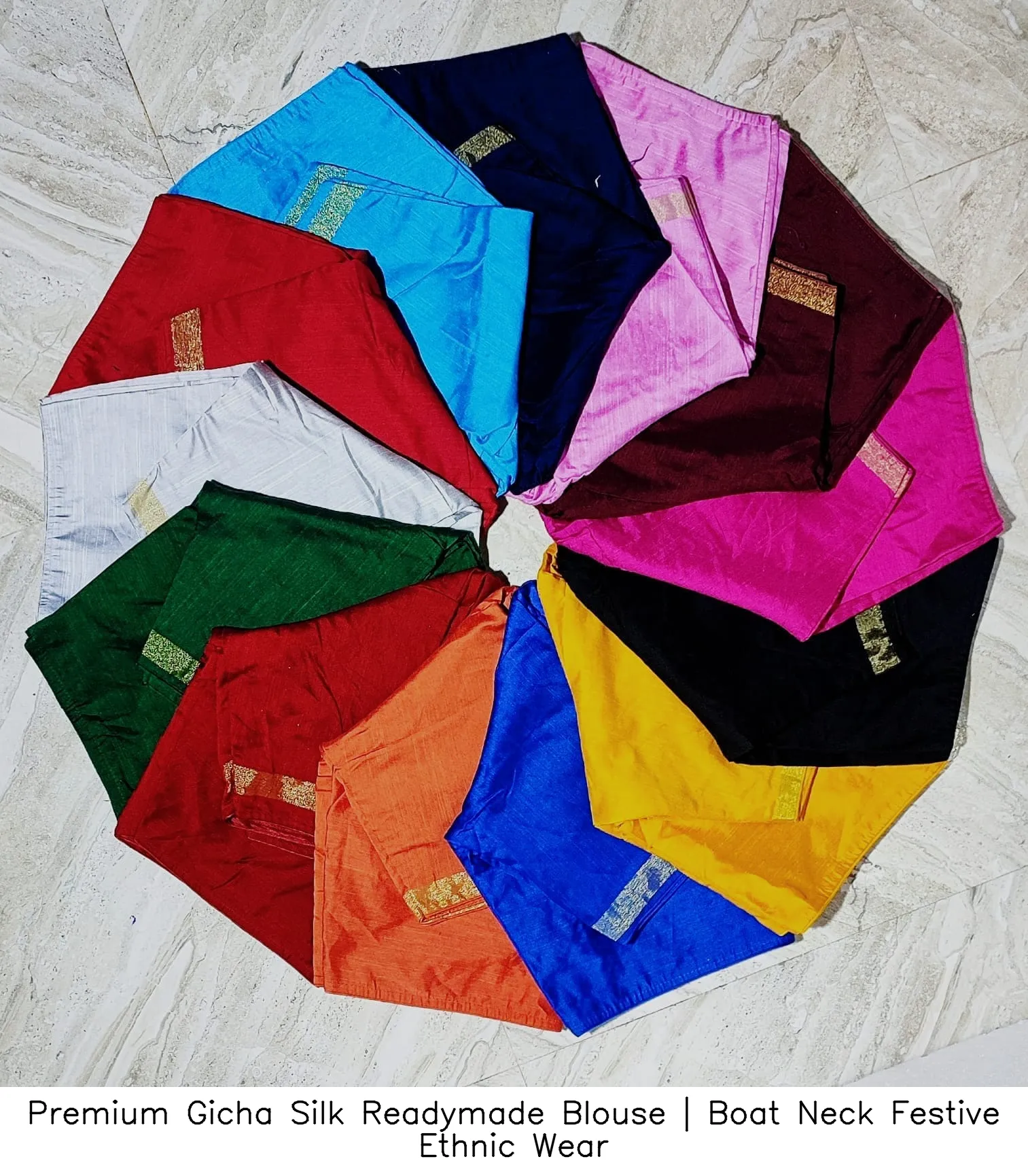 Premium Gicha Silk Readymade Blouse | Boat Neck Festive Ethnic Wear 4