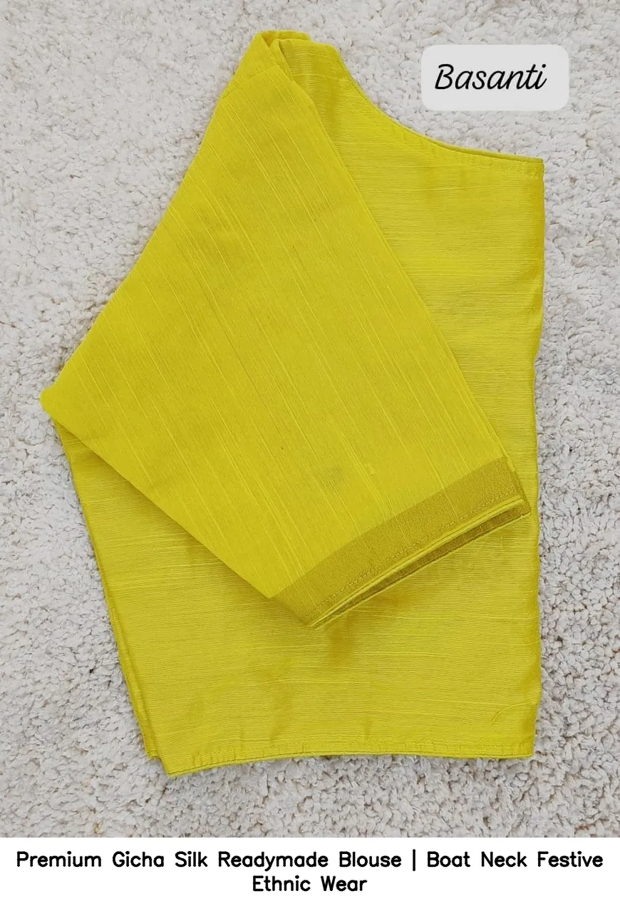 Premium Gicha Silk Readymade Blouse | Boat Neck Festive Ethnic Wear 5