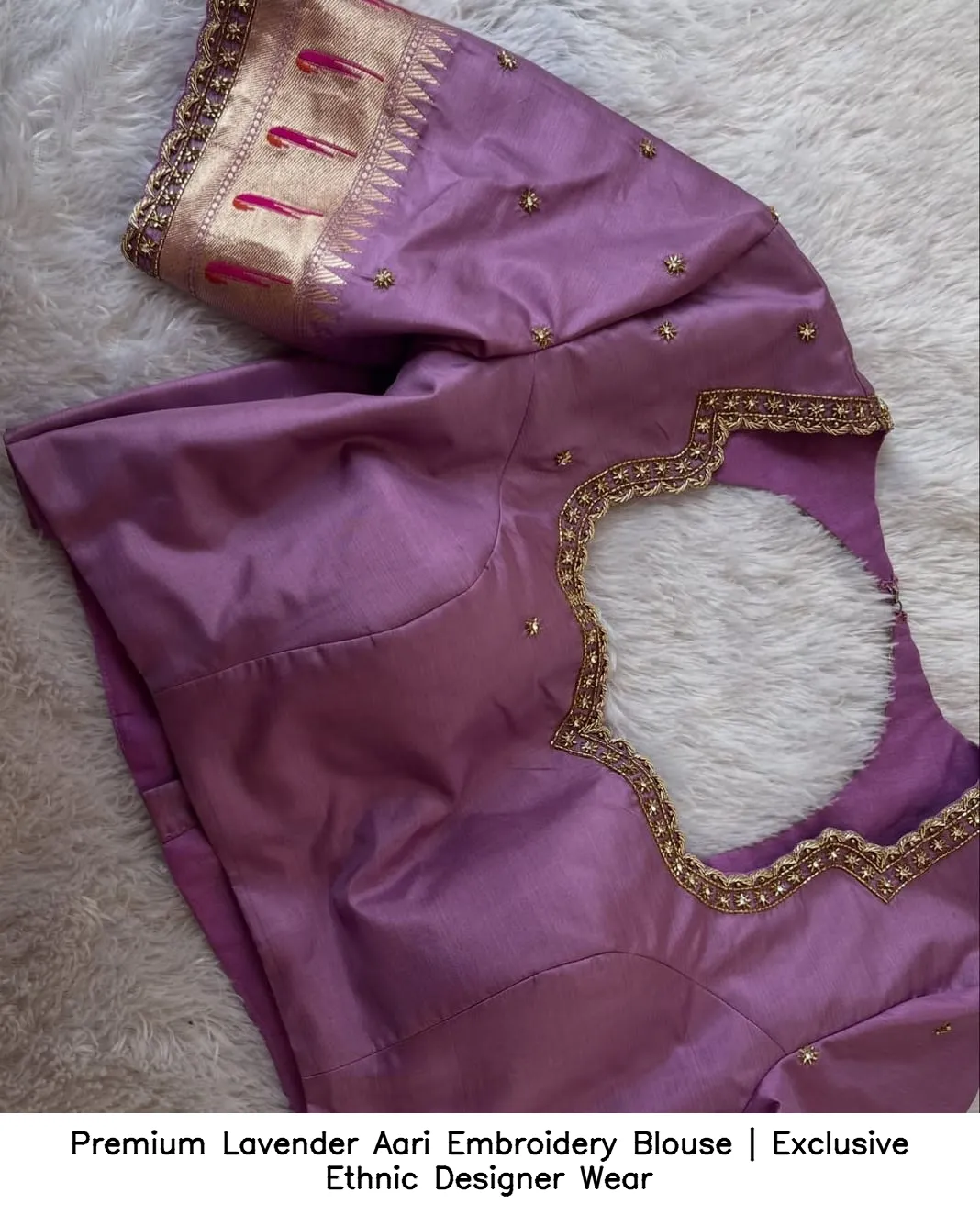 Premium Lavender Aari Embroidery Blouse | Exclusive Ethnic Designer Wear 2