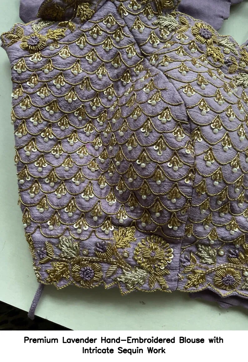 Premium Lavender Hand-Embroidered Blouse with Intricate Sequin Work 3