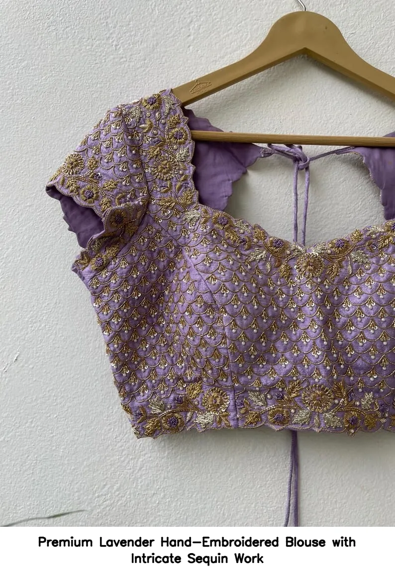 Premium Lavender Hand-Embroidered Blouse with Intricate Sequin Work 4