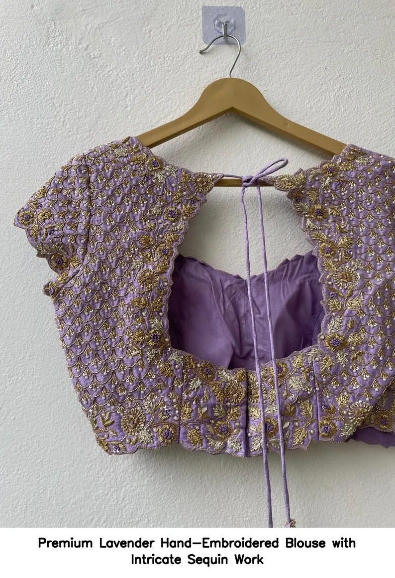 Premium Lavender Hand-Embroidered Blouse with Intricate Sequin Work 6