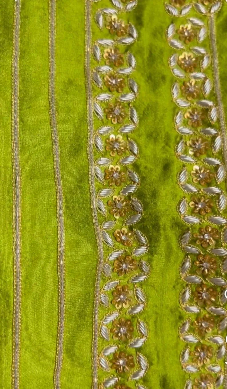 Premium Lime Green Embroidered Blouse for Sarees – Handcrafted Elegance