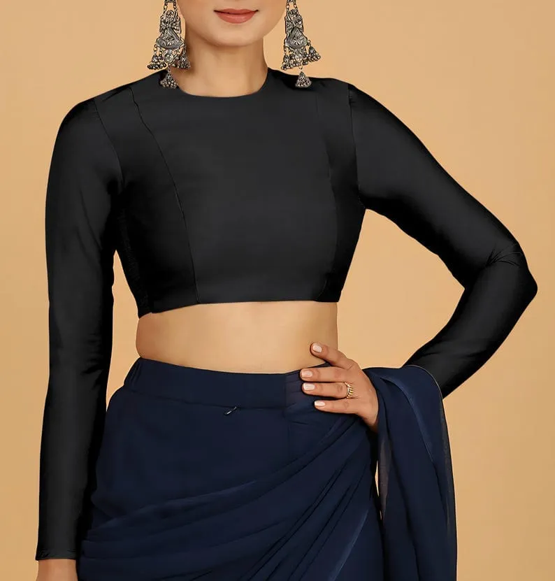 Premium Long Sleeve Black Blouse | Ready-to-Wear Designer Ethnic Choli 1