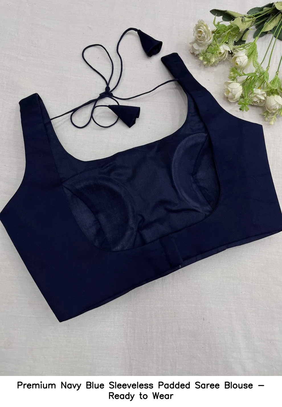 Premium Navy Blue Sleeveless Padded Saree Blouse - Ready to Wear 2