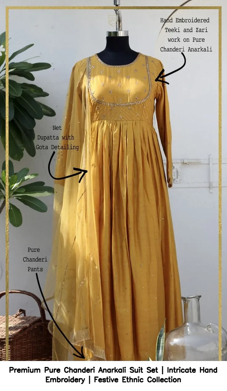 Premium Pure Chanderi Anarkali Suit Set | Intricate Hand Embroidery | Festive Ethnic Collection 2