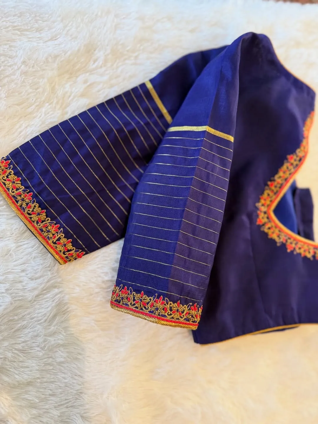 Premium Ready-to-Wear Silk Blouse for Saree | Embroidered Detailing