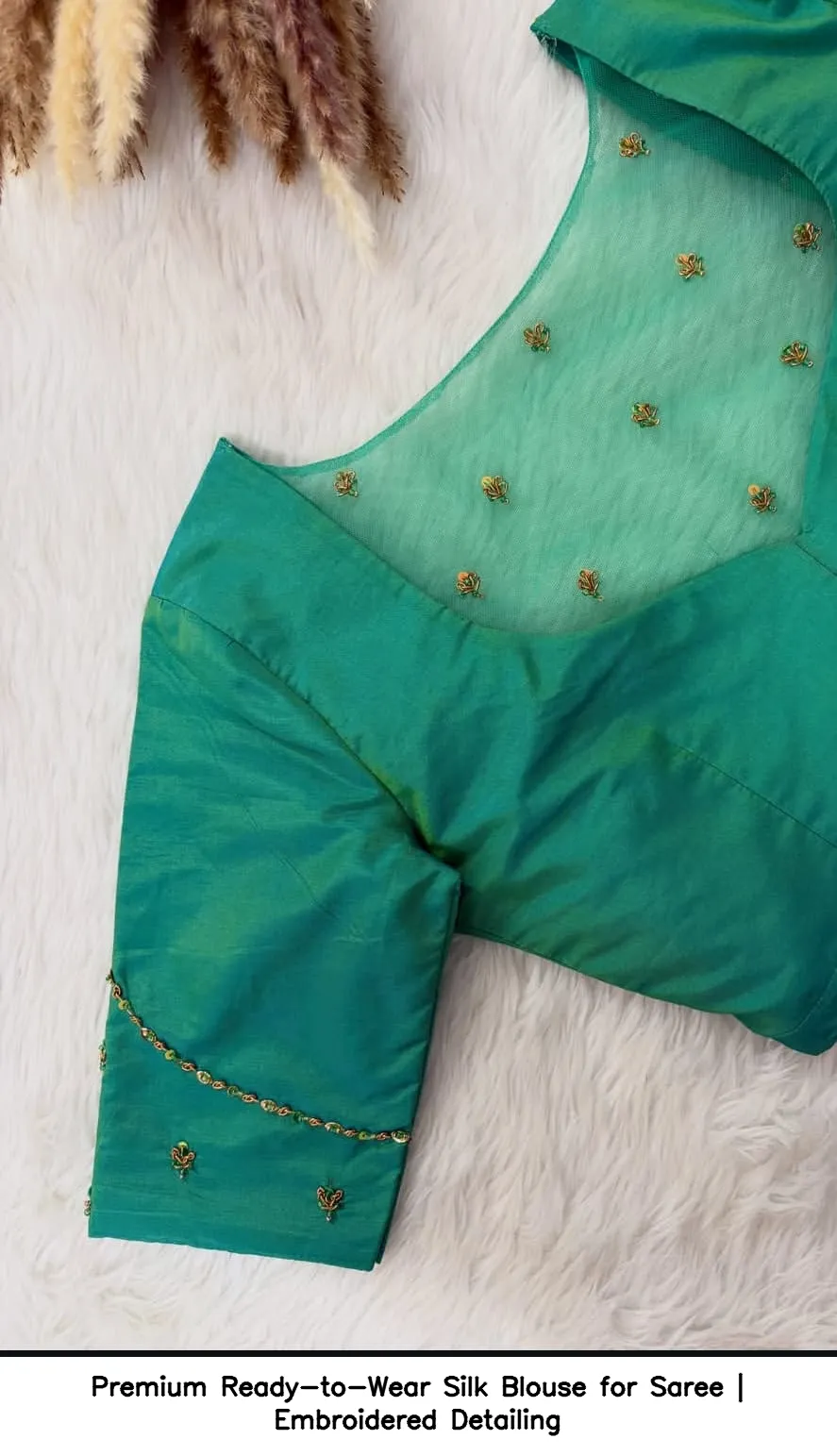 Premium Ready-to-Wear Silk Blouse for Saree | Embroidered Detailing 2