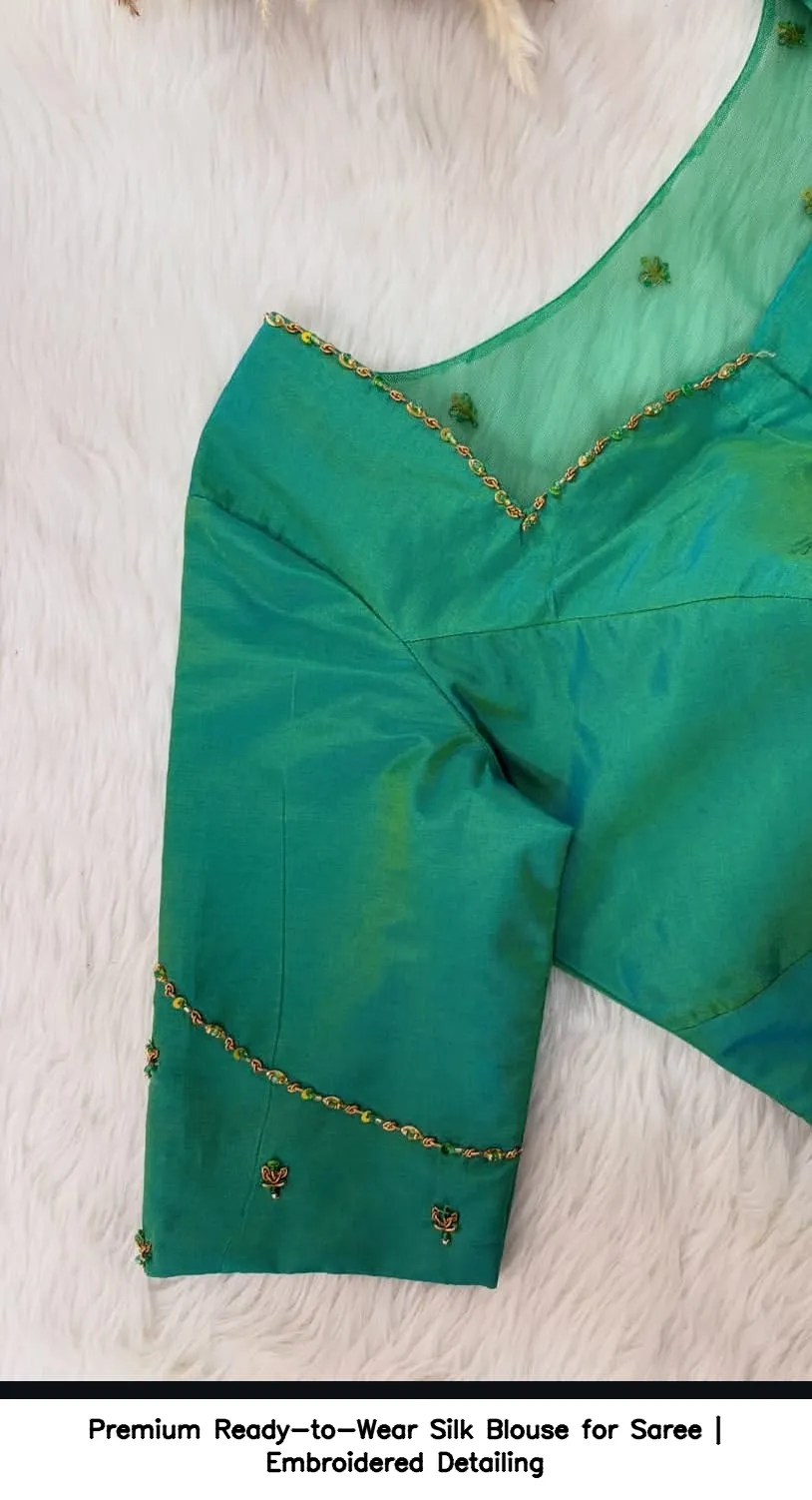 Premium Ready-to-Wear Silk Blouse for Saree | Embroidered Detailing 3