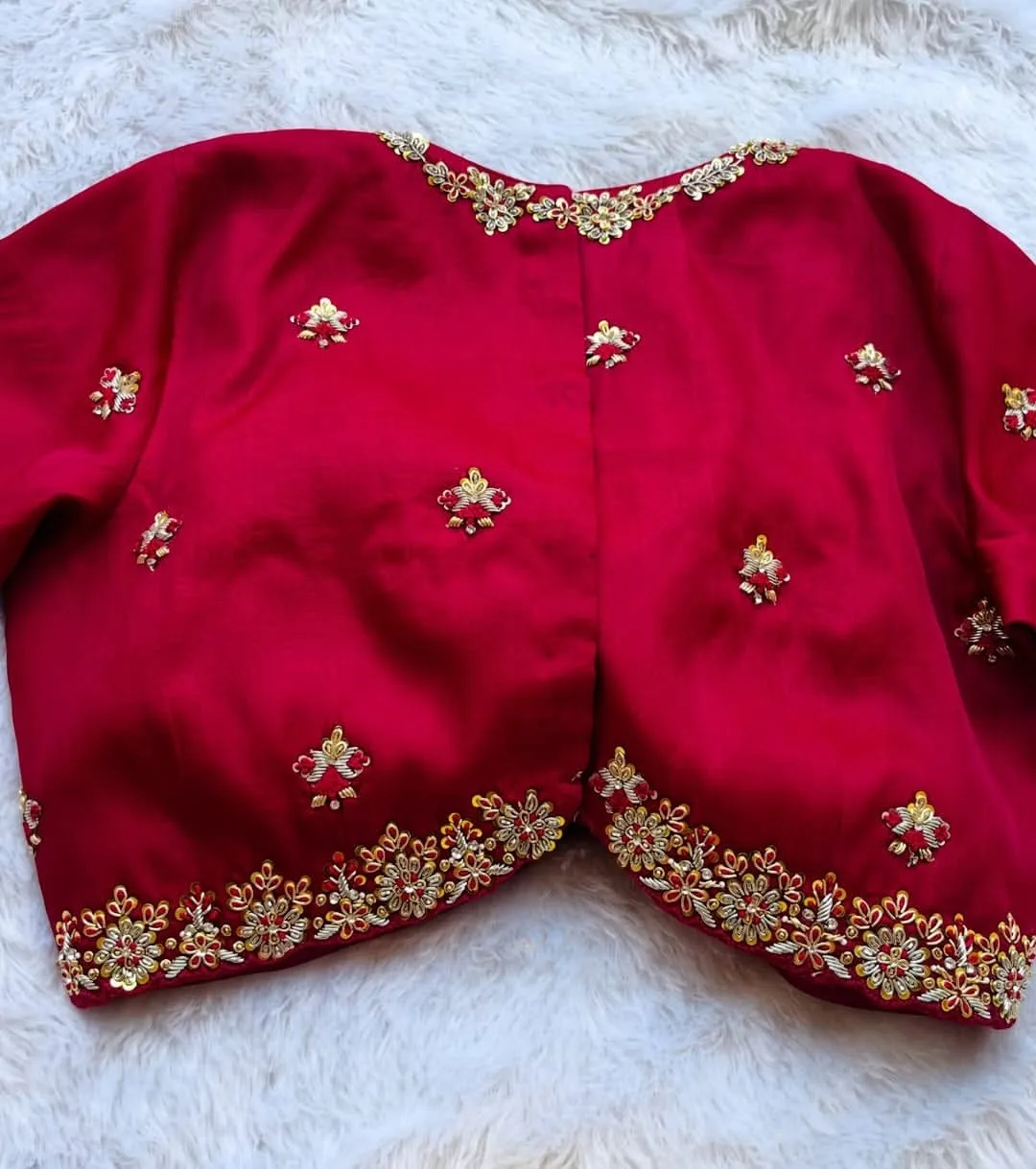 Premium Red Aari Embroidery Blouse | Exclusive Ethnic Designer Wear