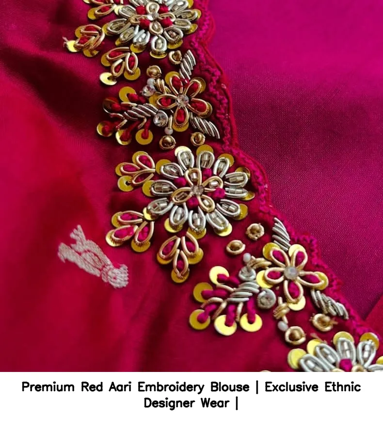 Premium Red Aari Embroidery Blouse | Exclusive Ethnic Designer Wear 2
