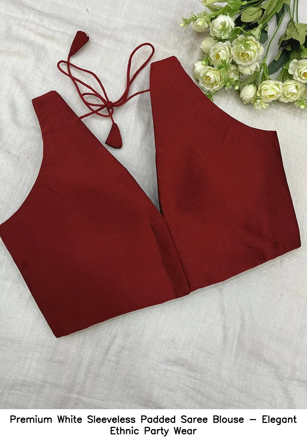 Premium White Sleeveless Padded Saree Blouse - Elegant Ethnic Party Wear 3