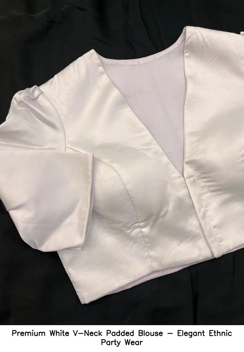 Premium White V-Neck Padded Blouse - Elegant Ethnic Party Wear 1