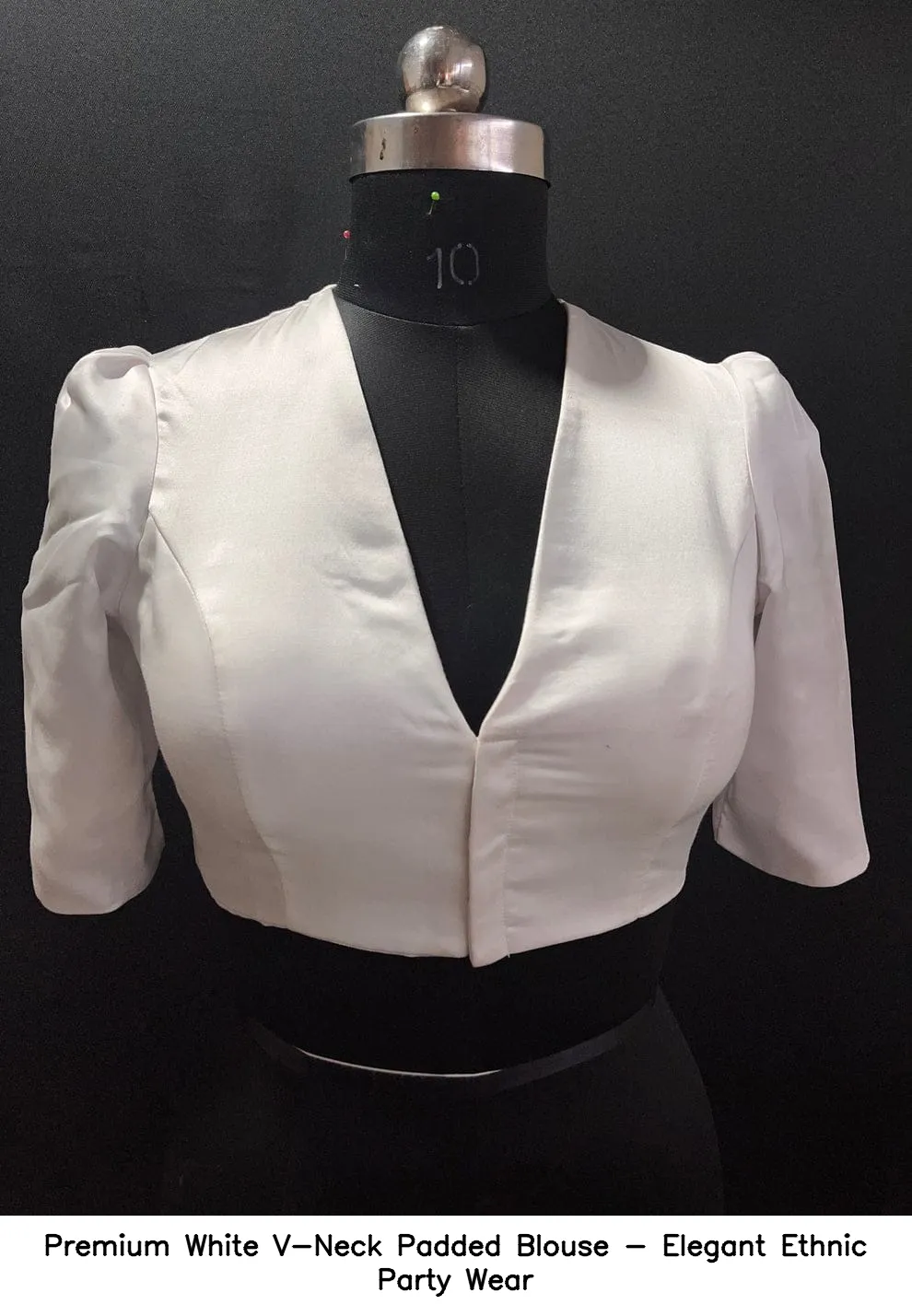 Premium White V-Neck Padded Blouse - Elegant Ethnic Party Wear 2