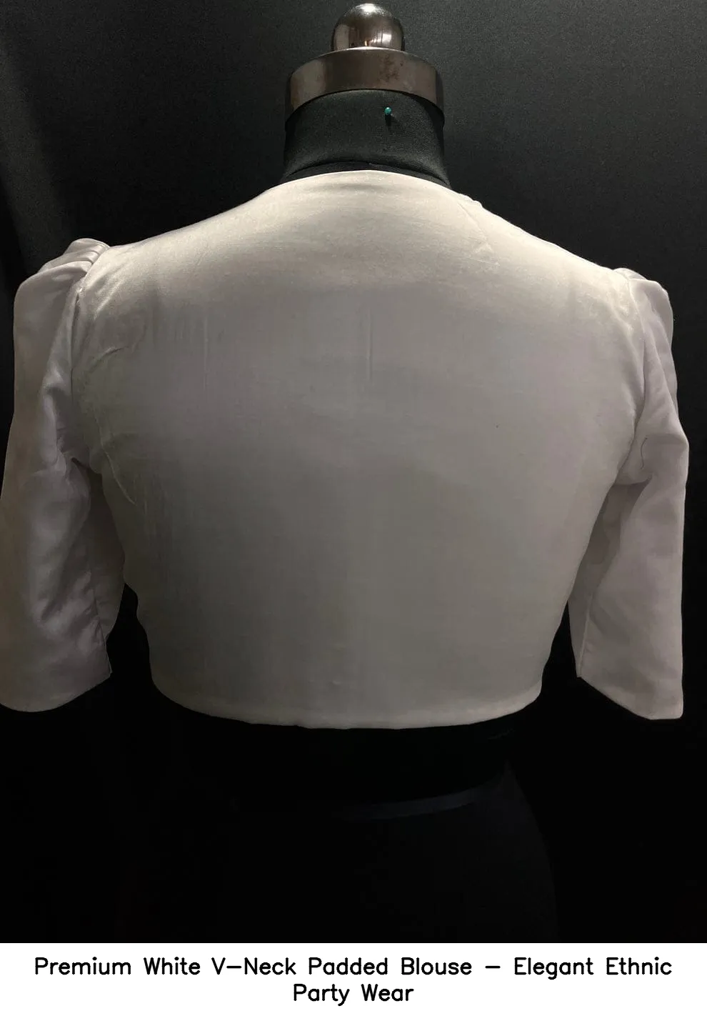 Premium White V-Neck Padded Blouse - Elegant Ethnic Party Wear 3