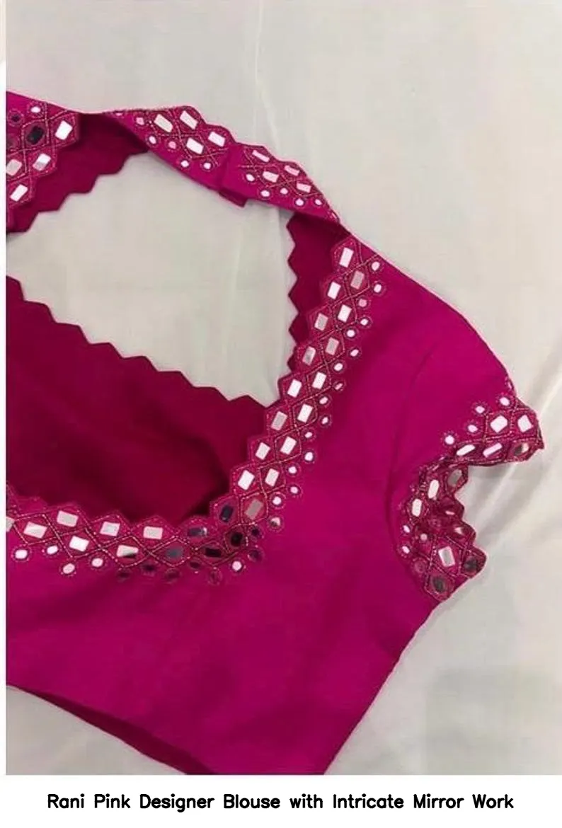 Rani Pink Designer Blouse with Intricate Mirror Work 2