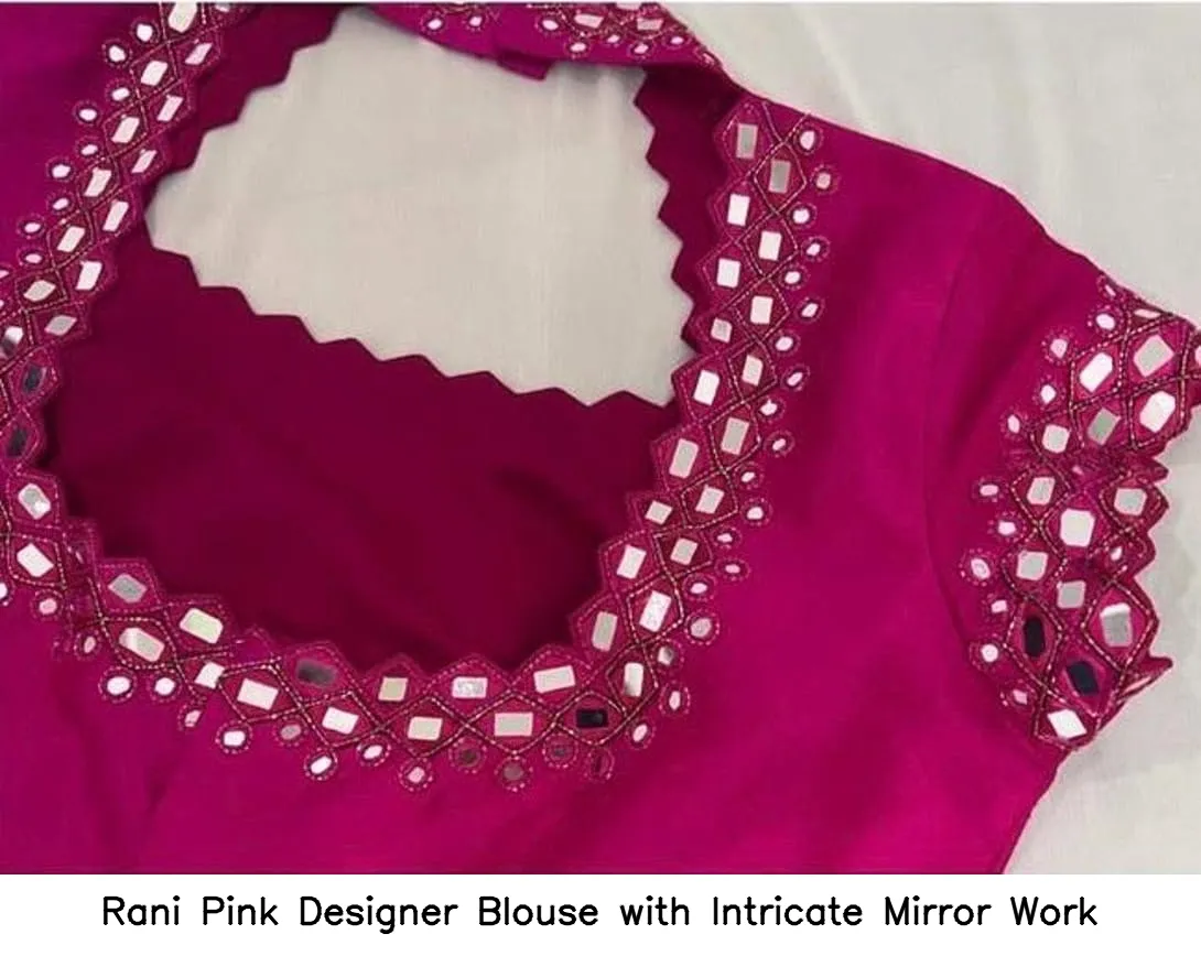 Rani Pink Designer Blouse with Intricate Mirror Work 3