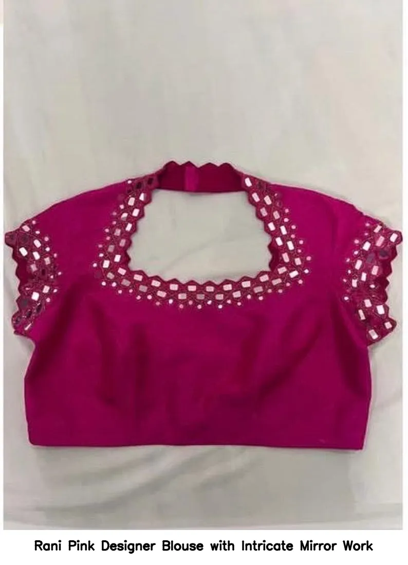 Rani Pink Designer Blouse with Intricate Mirror Work 4