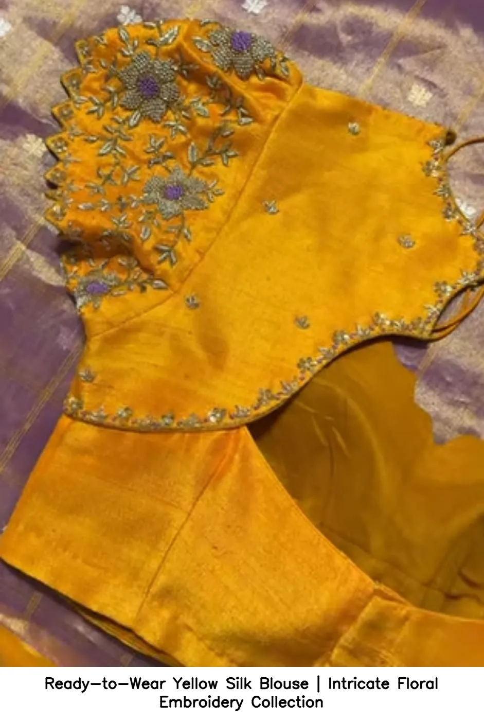 Ready-to-Wear Yellow Silk Blouse | Intricate Floral Embroidery Collection 3
