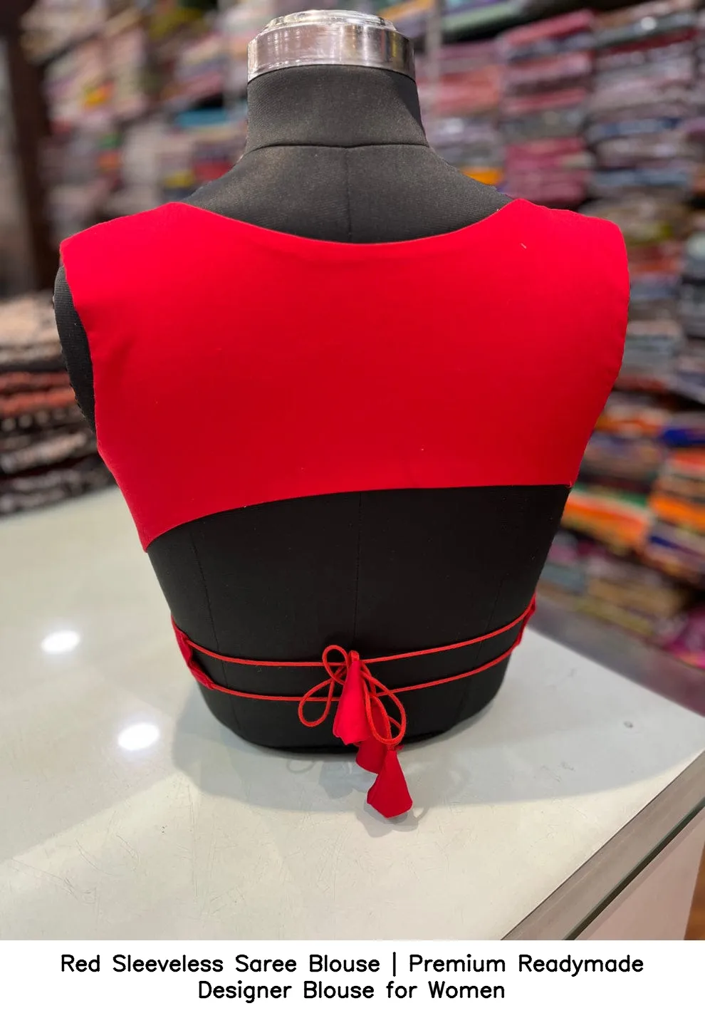 Red Sleeveless Saree Blouse | Premium Readymade Designer Blouse for Women 3