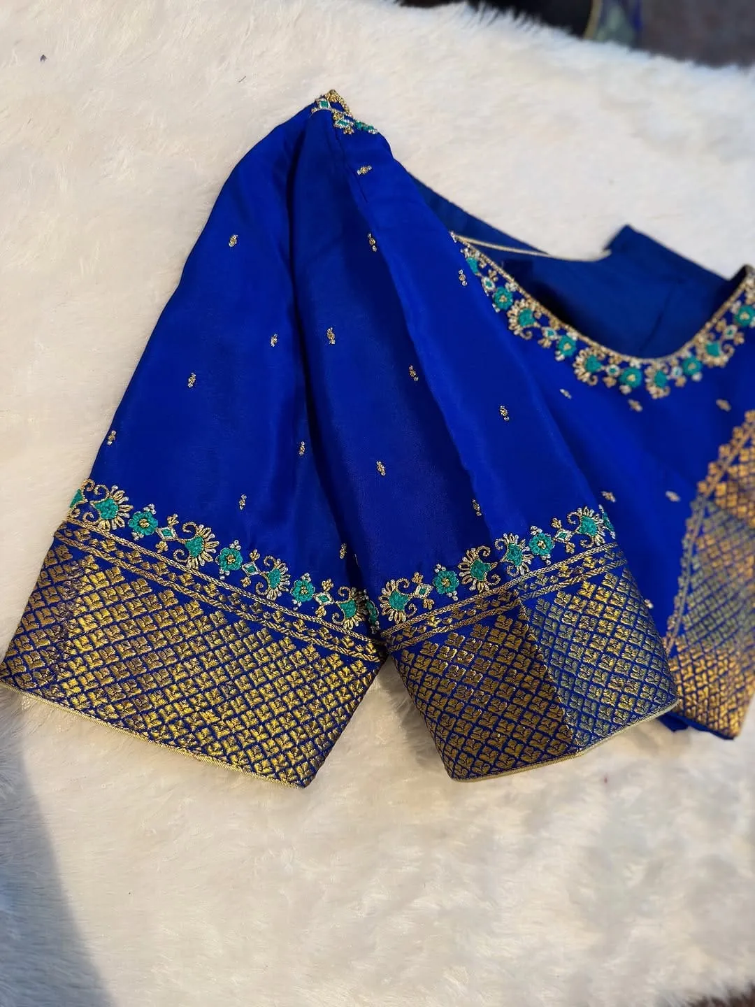Royal Blue Handwork Blouse | Traditional Wedding Festive Wear