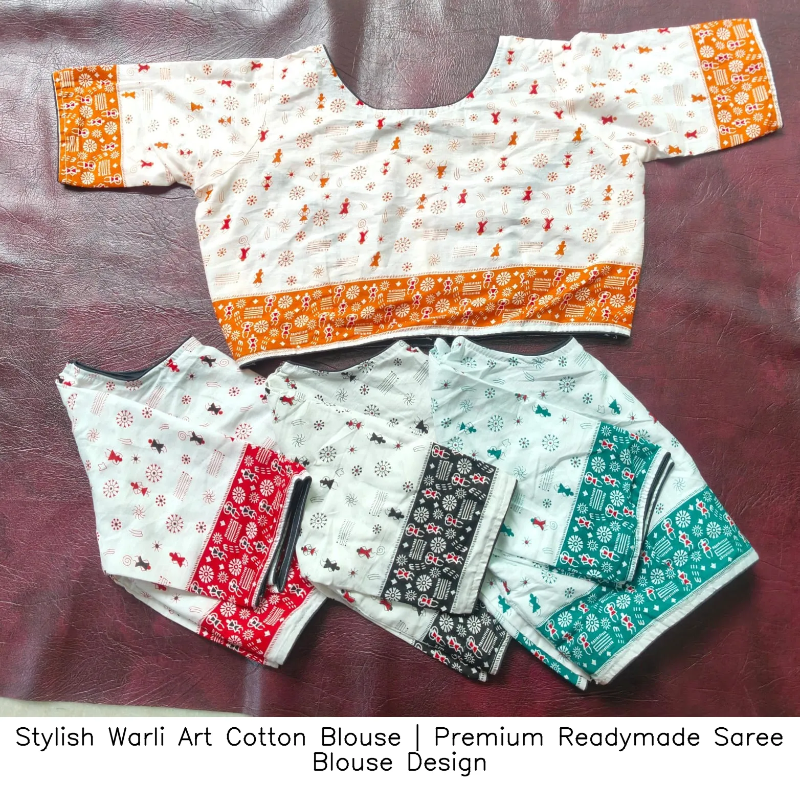 Stylish Warli Art Cotton Blouse | Premium Readymade Saree Blouse Design 3