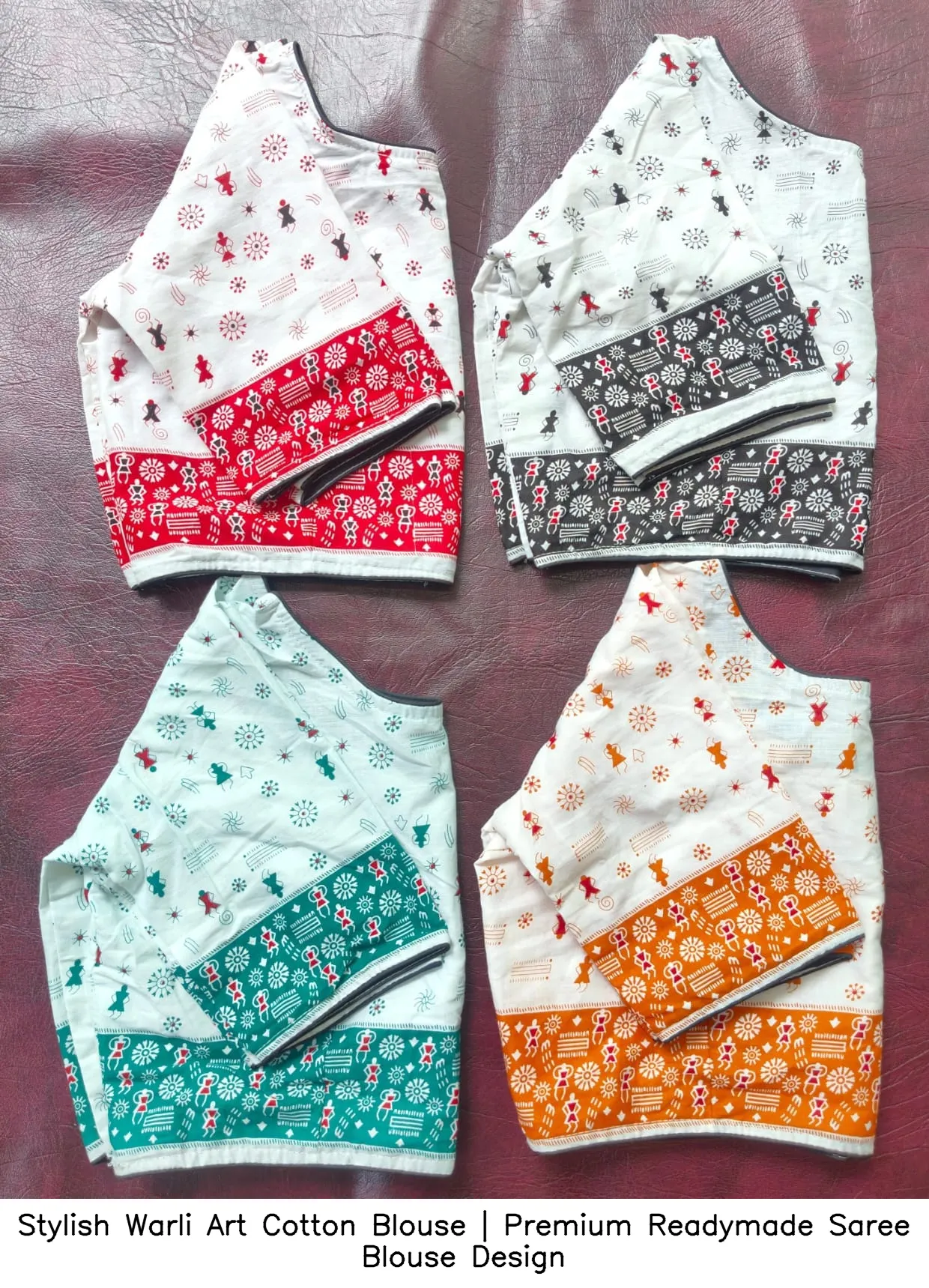 Stylish Warli Art Cotton Blouse | Premium Readymade Saree Blouse Design 4