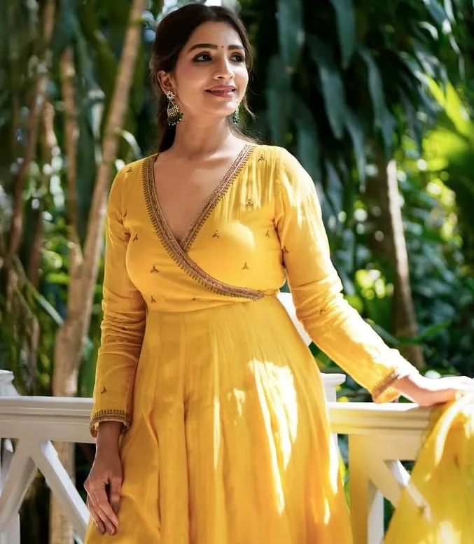 Yellow Angrakha Anarkali Suit Set with Dupatta | Full Sleeve Designer Long Frock for Haldi & Festive Wear