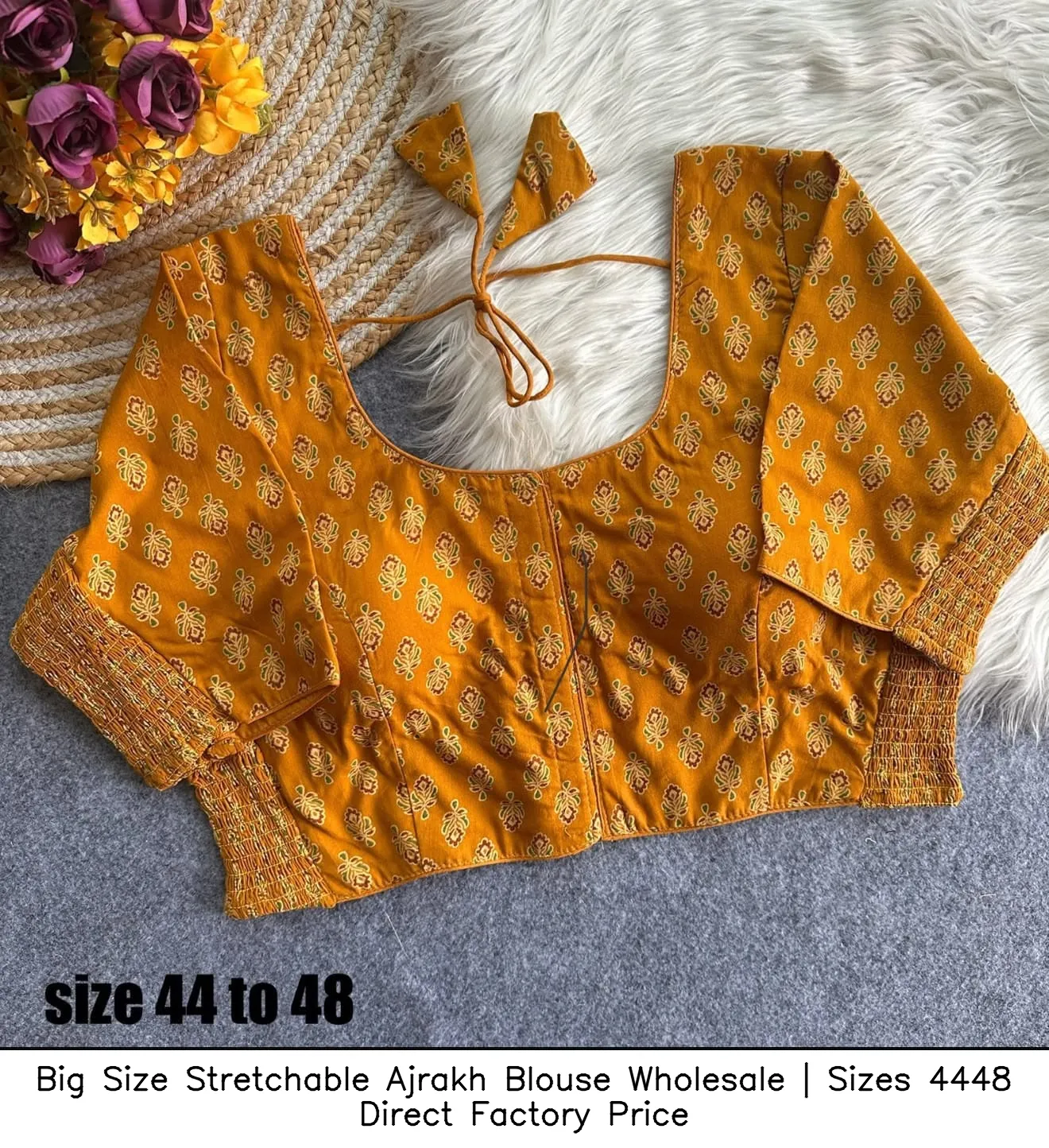 Big Size Stretchable Ajrakh Blouse Wholesale | Sizes 44–48 Direct Factory Price 6