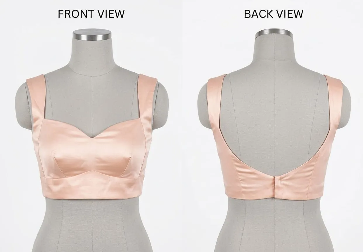 Blush Pink Silk Corset Blouse for Lehenga & Saree | Padded Sweetheart Neckline Backless Crop Top