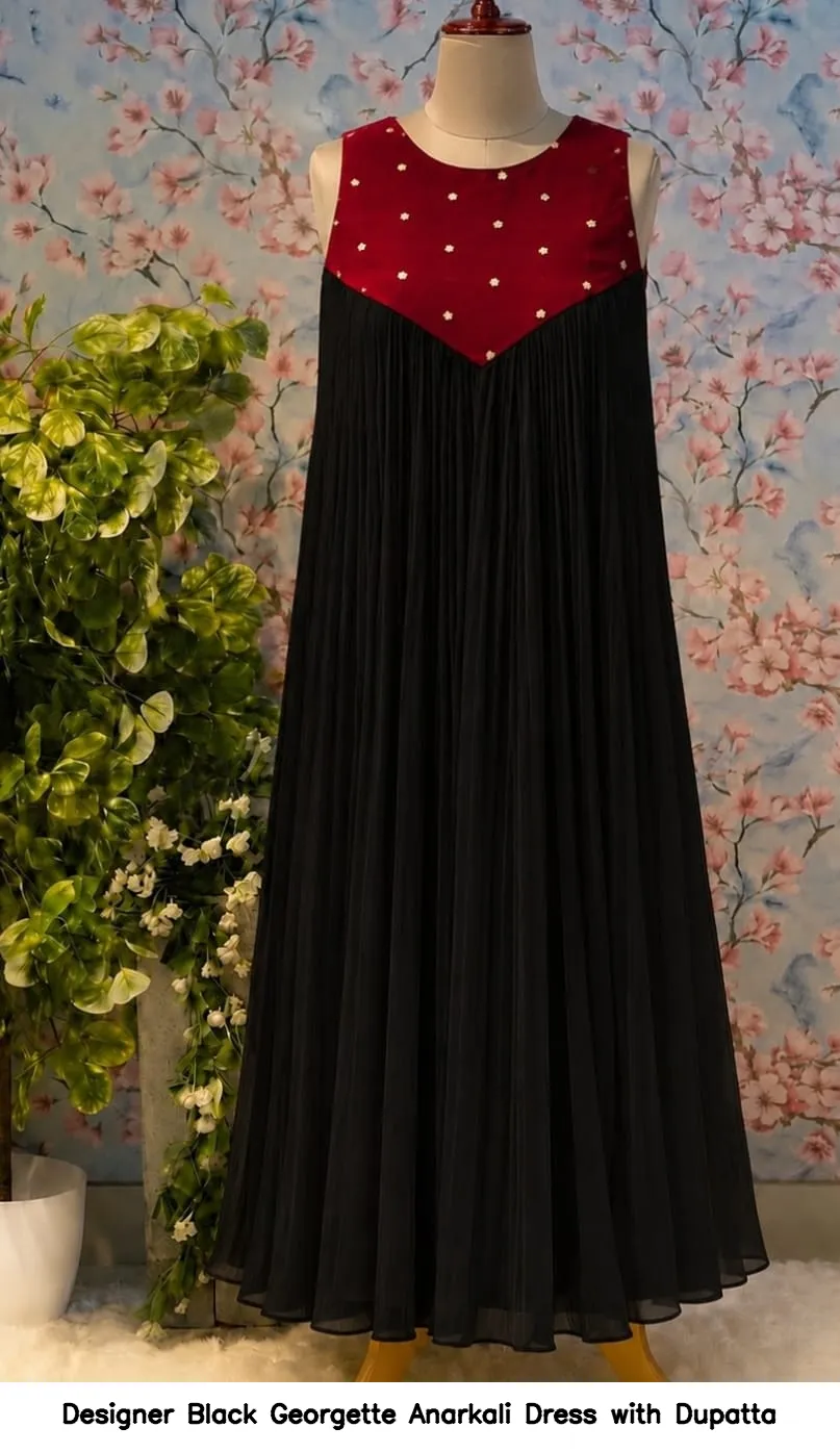 Designer Black Georgette Anarkali Dress with Dupatta 2