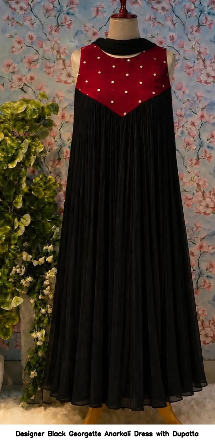 Designer Black Georgette Anarkali Dress with Dupatta 3