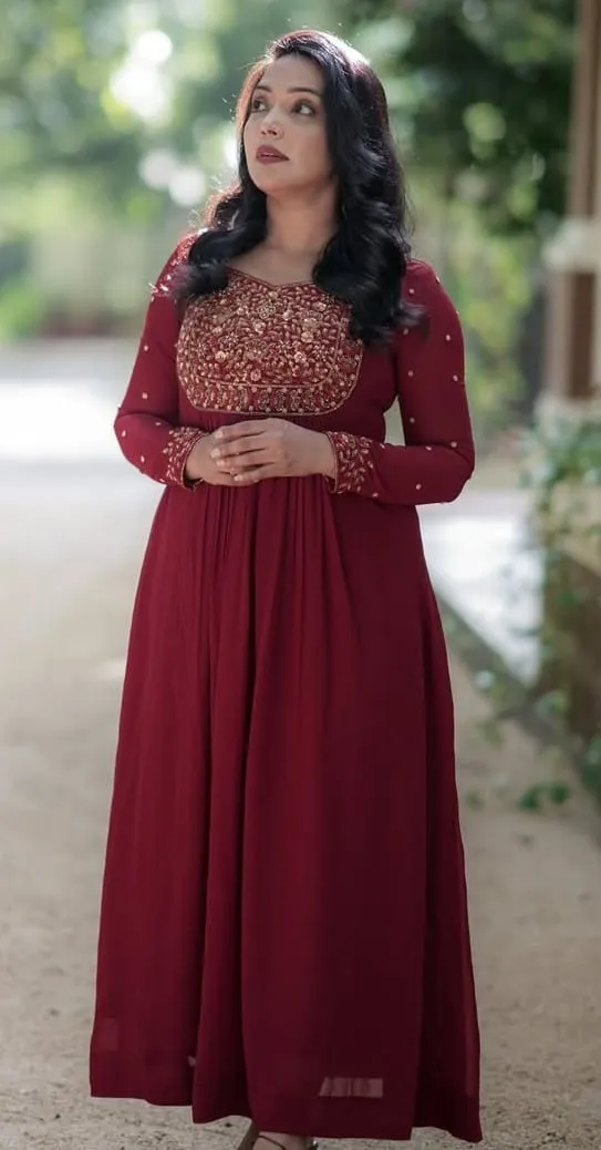Designer Embroidered Georgette Anarkali Gown | Party Wear Long Kurti Wholesale 1