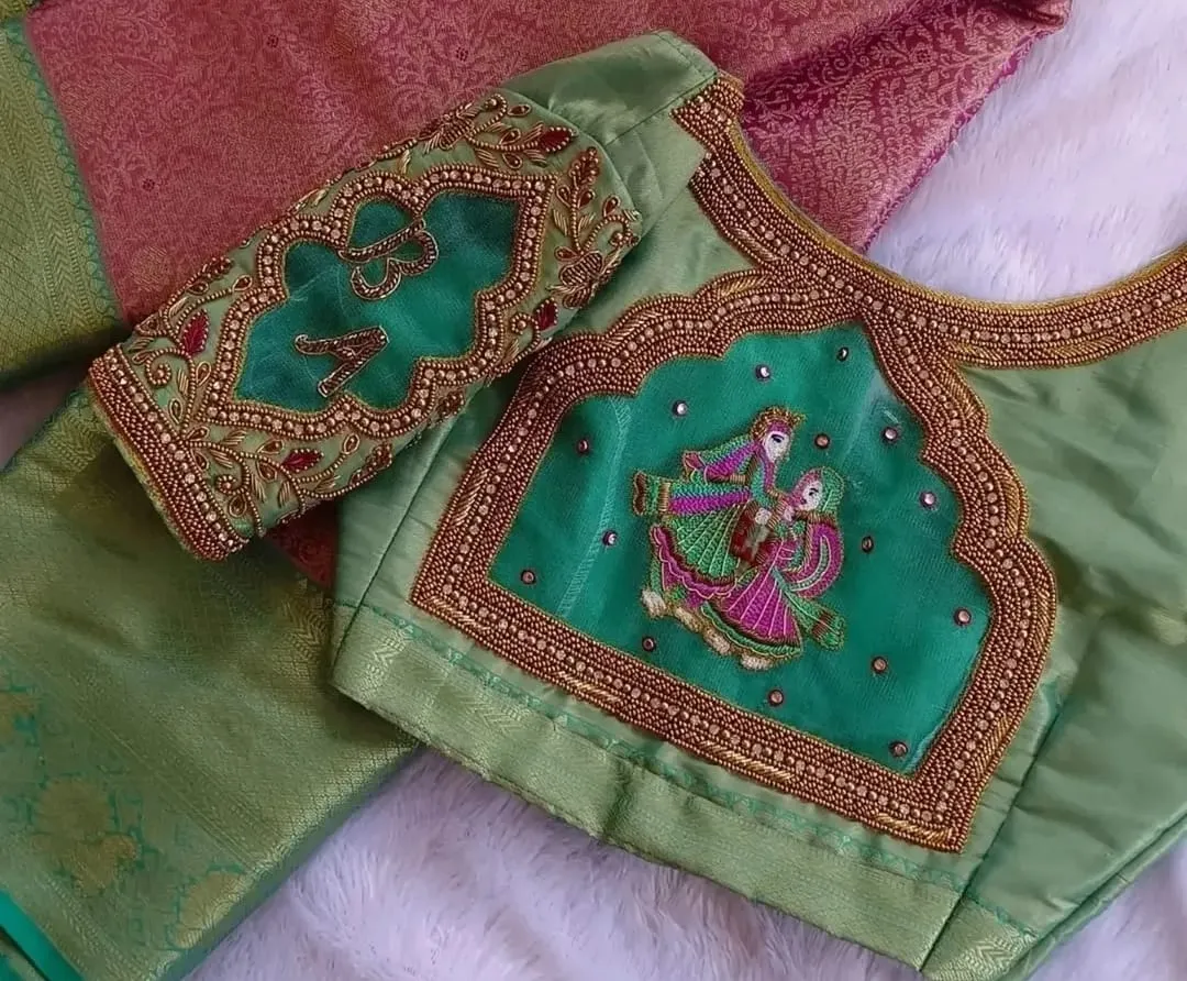 Designer Radha Krishna Maggam Work Blouse | Custom Bridal Silk Saree Blouse
