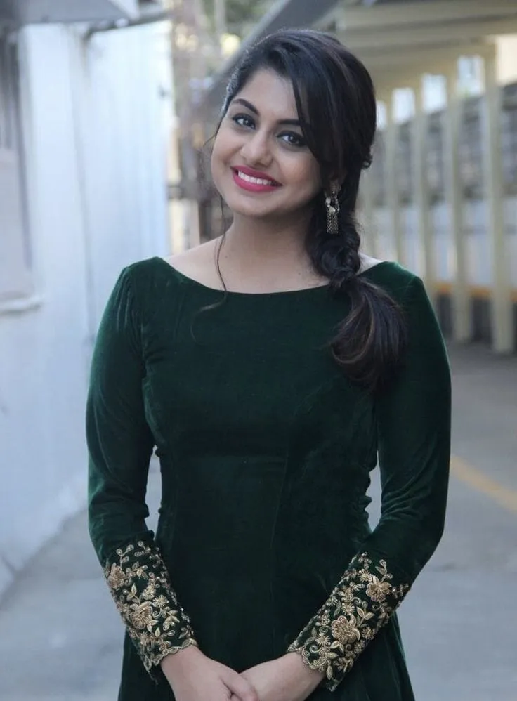 Emerald Green Velvet Long Gown Dress | Embroidered Sleeves Party Wear Anarkali Kurti with Front Slit