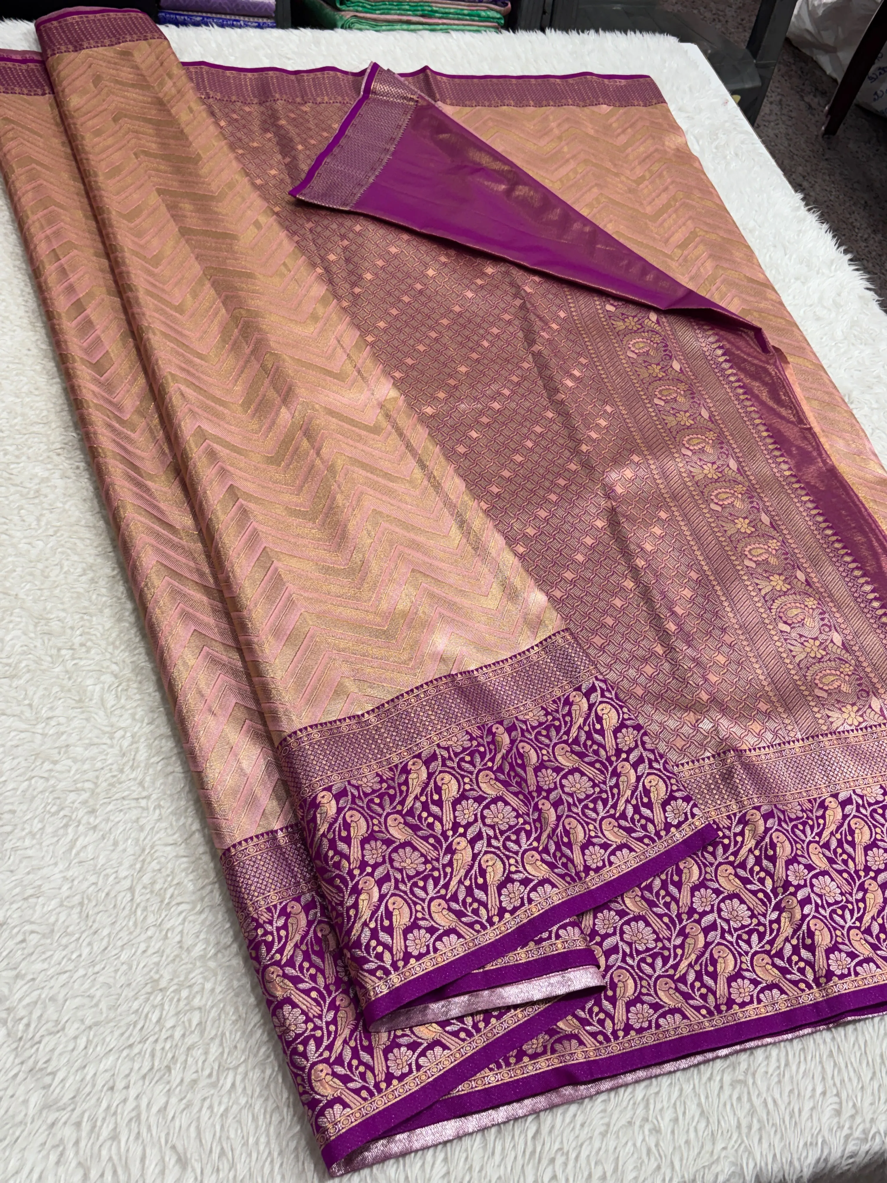 Exclusive Meenakari Floral Border Semi Kanjivaram Silk Saree | Lightweight Traditional Pattu Saree
