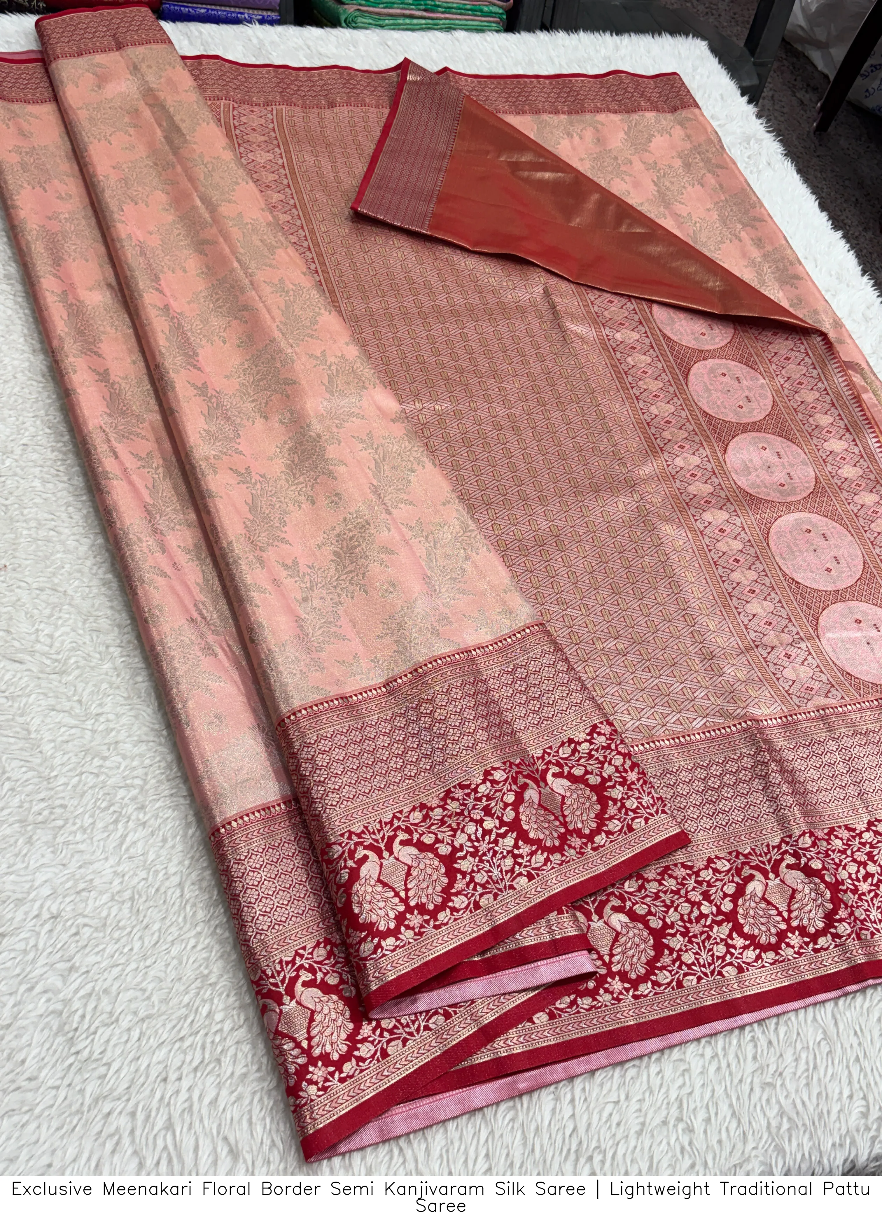 Exclusive Meenakari Floral Border Semi Kanjivaram Silk Saree | Lightweight Traditional Pattu Saree 2