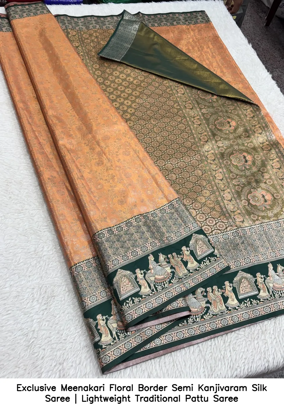 Exclusive Meenakari Floral Border Semi Kanjivaram Silk Saree | Lightweight Traditional Pattu Saree 7