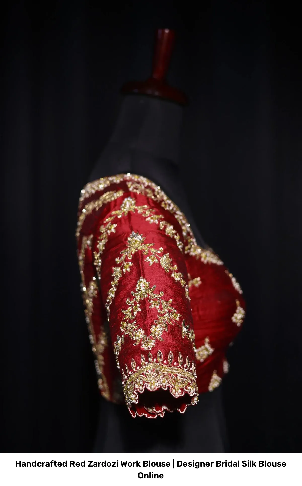 Handcrafted Red Zardozi Work Blouse | Designer Bridal Silk Blouse Online 5