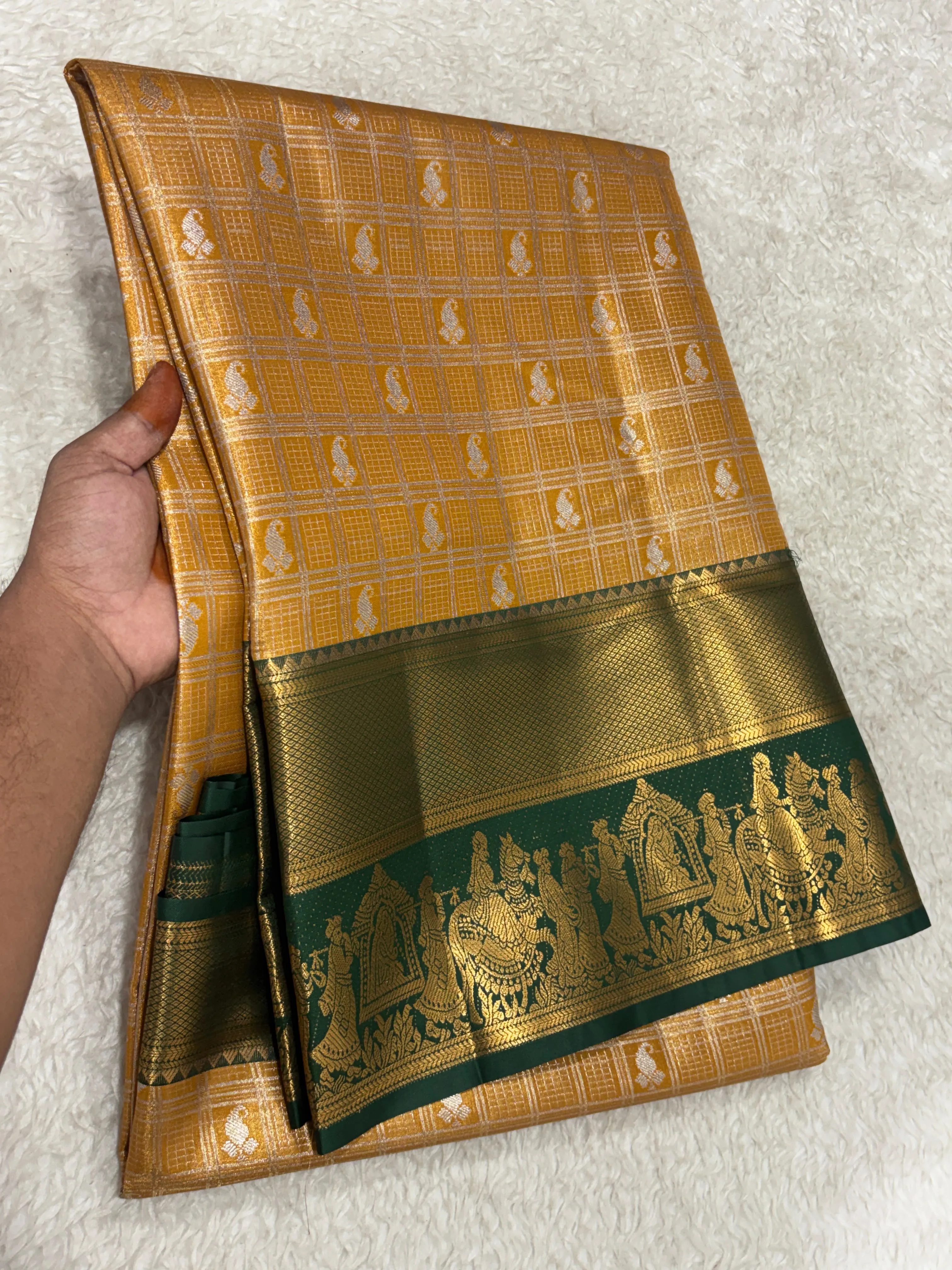 Heavy Zari Border Semi Tissue Silk Saree | Lightweight Traditional Floral Pattu Saree