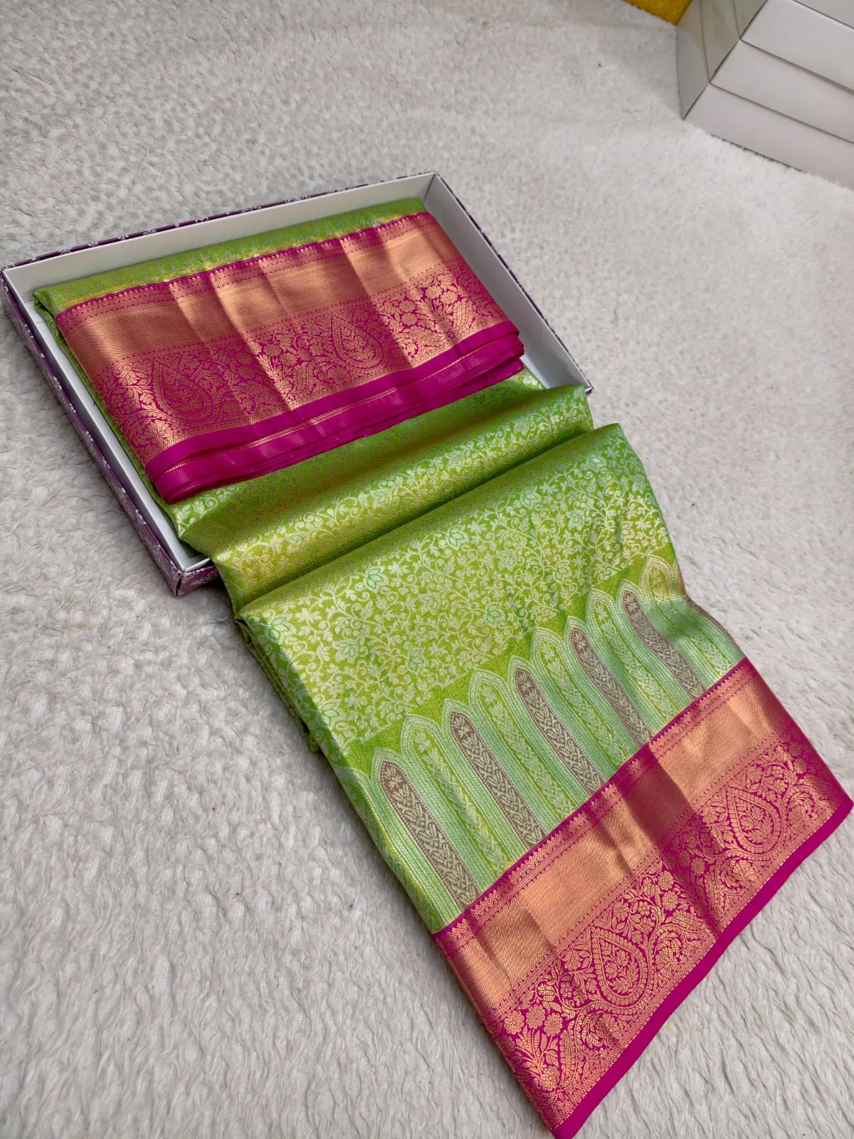 Kanchi Pattu Semi Silk Saree with Blouse | Wedding Wear