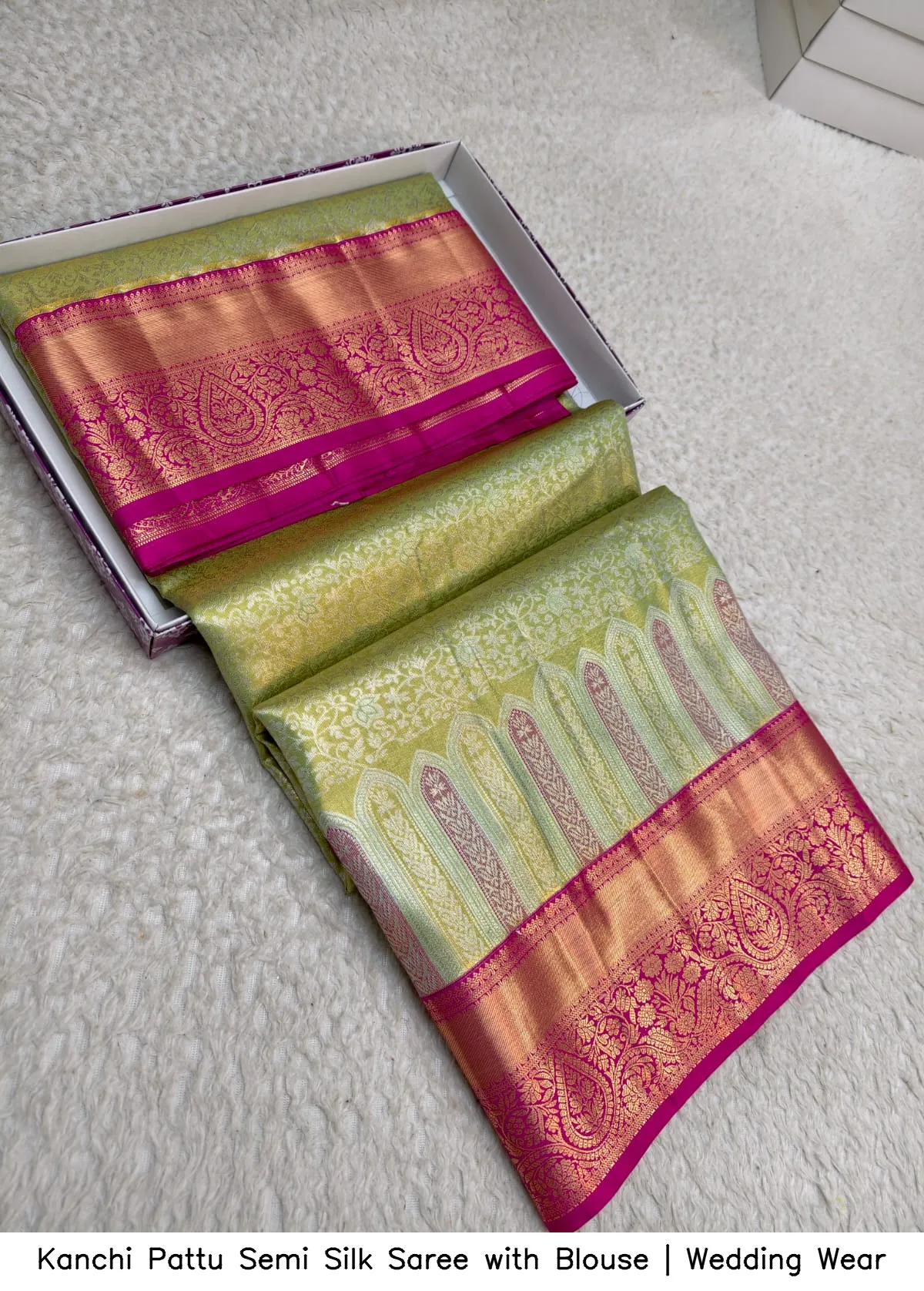 Kanchi Pattu Semi Silk Saree with Blouse | Wedding Wear 2
