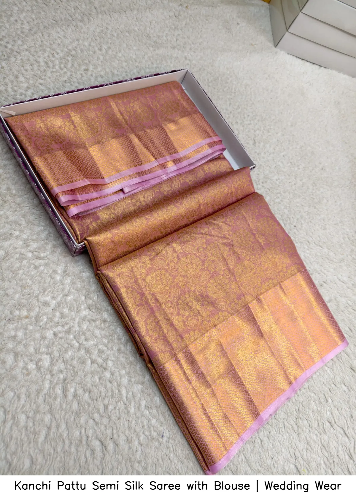 Kanchi Pattu Semi Silk Saree with Blouse | Wedding Wear 3